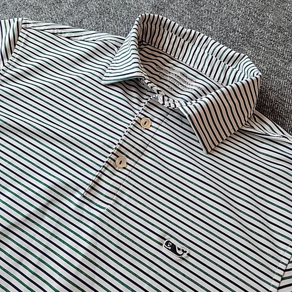 Vineyard Vines Other - Vineyard Vines On The Go Sankaty Polo Men's XS Green Striped Performance Shirt